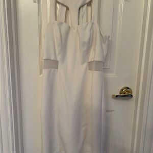 Guess Ivory Strapless Cocktail Dress with Mesh Insets